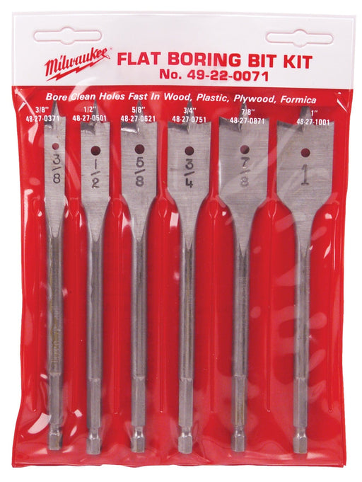 Milwaukee Tool Power Tools Accessories Milwaukee 6 Piece Universal Flat Boring Bit Kit