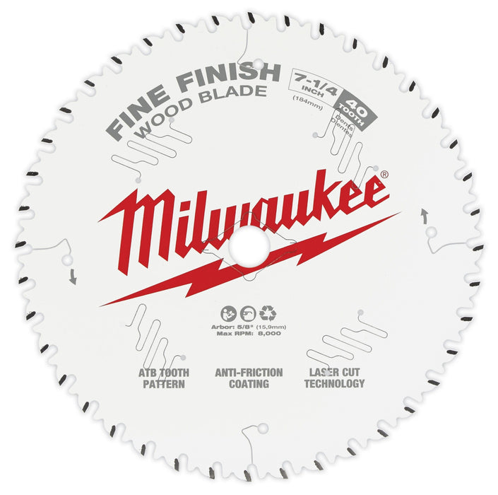 Milwaukee Tool Milwaukee 7-1/4 in. 40T Fine Finish Circular Saw Blade