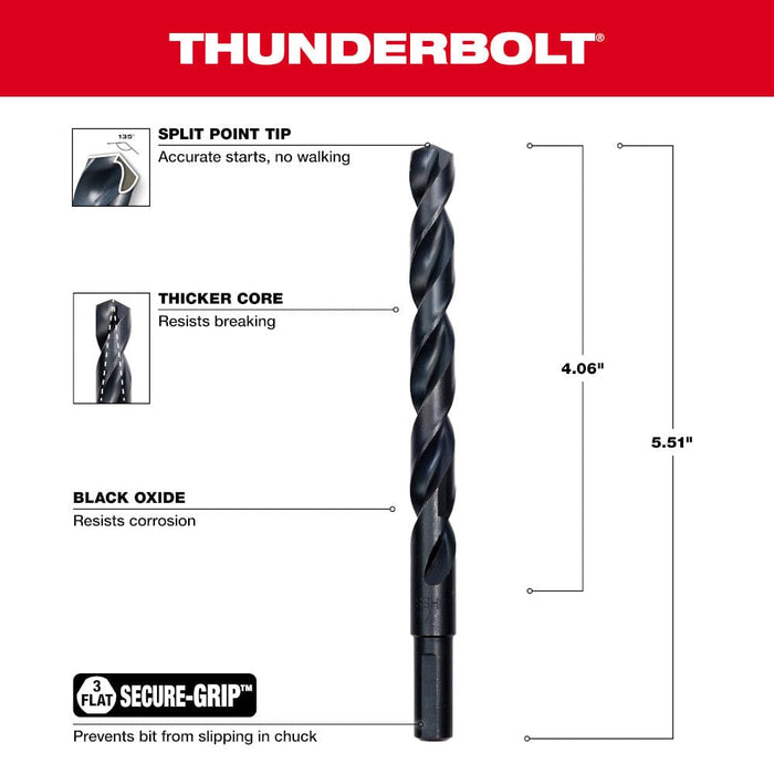 Milwaukee Tool Milwaukee 7/16 in. Thunderbolt® Black Oxide Drill Bit