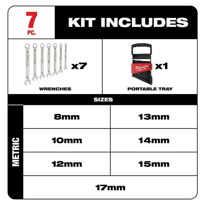 Milwaukee Tool Milwaukee 7-Piece Combination Wrench Set - Metric