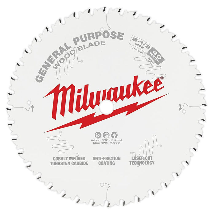 Milwaukee Tool Power Tools Accessories Milwaukee 8-1/2 in. 40T General Purpose Circular Saw Blade