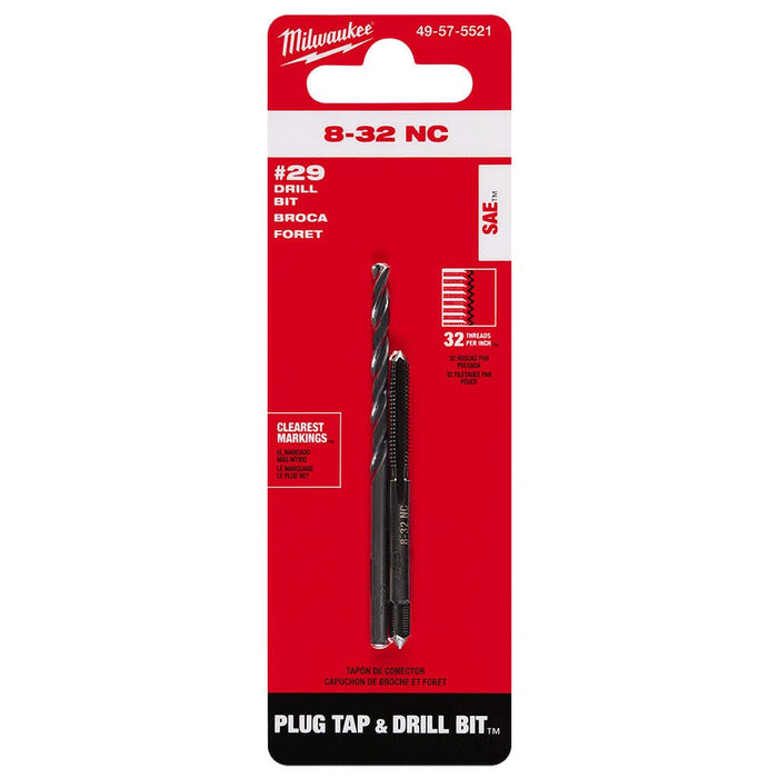 Milwaukee Tool Power Tools Accessories Milwaukee 8-32 NC Straight Flute Plug Tap & #29 Drill Bit