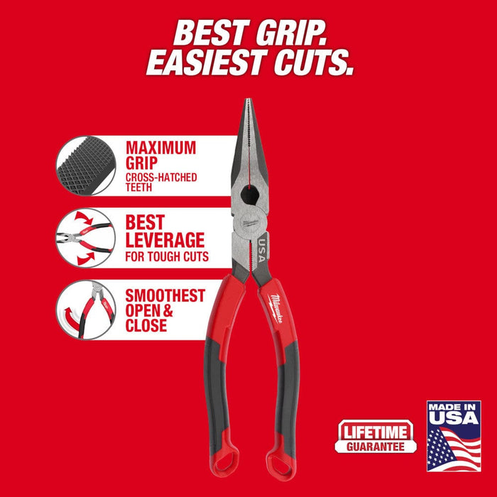 Milwaukee Tool Milwaukee 8" Long Nose Comfort Grip Pliers (USA)