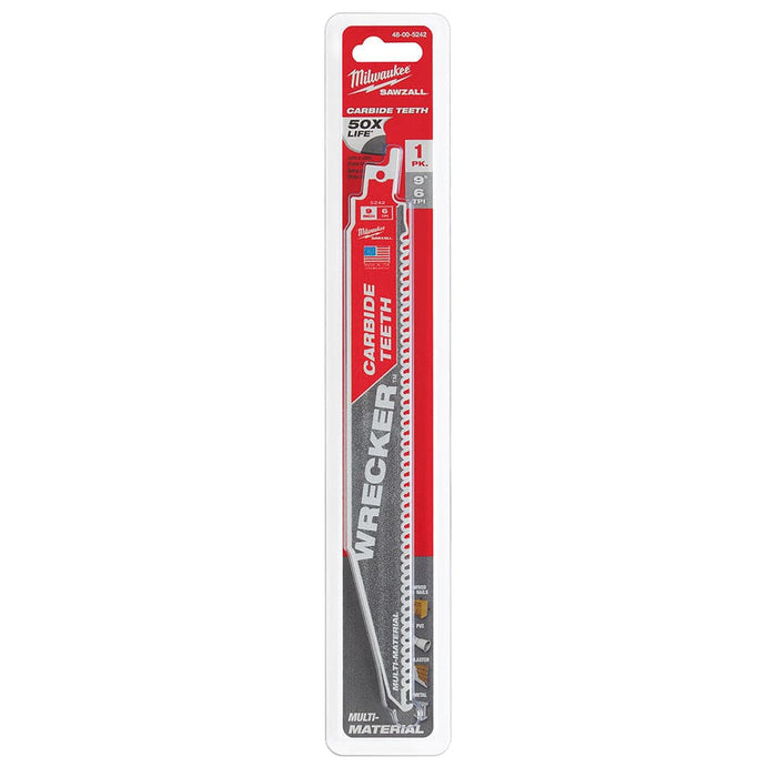 Milwaukee Tool Power Tools Accessories Milwaukee 9" 6 TPI THE WRECKER™ with Carbide Teeth SAWZALL® Blade 1PK