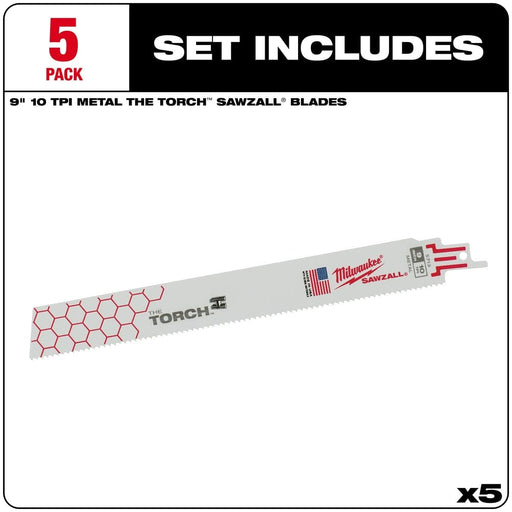 Milwaukee Tool Power Tools Accessories Milwaukee 9 in. 10 TPI THE TORCH™ SAWZALL® Blades 5PK