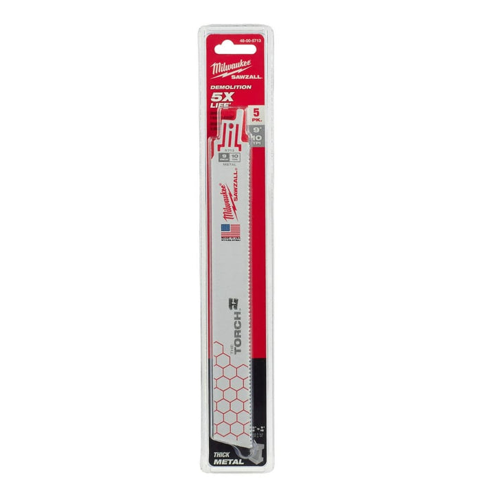 Milwaukee Tool Power Tools Accessories Milwaukee 9 in. 10 TPI THE TORCH™ SAWZALL® Blades 5PK