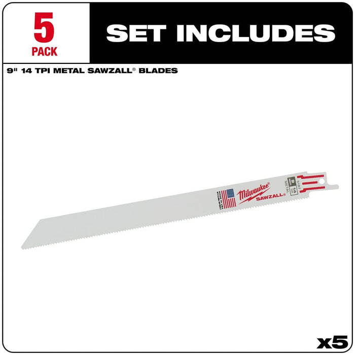 Milwaukee Tool Power Tools Accessories Milwaukee 9 in. 14 TPI Thin Kerf SAWZALL® Blades 5PK