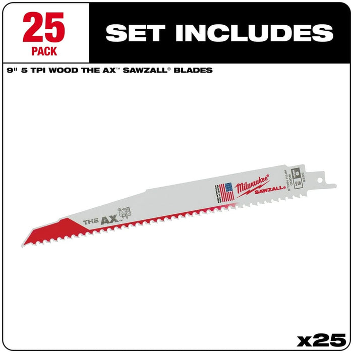 Milwaukee Tool Power Tools Accessories Milwaukee 9 in. 5/8 TPI White Bi-Metal Reciprocating Saw Blade 25Ct