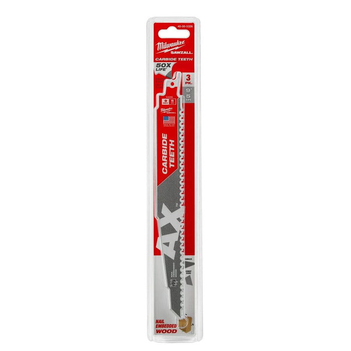 Milwaukee Tool Milwaukee 9 in. 5 TPI The Ax™ Carbide Teeth SAWZALL® Blades 3PK