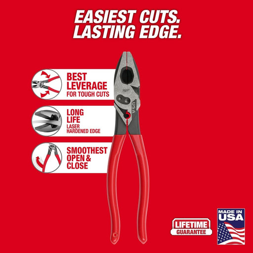 Milwaukee Tool Milwaukee 9" Lineman's Dipped Grip Pliers w/ Crimper & Bolt Cutter (USA)