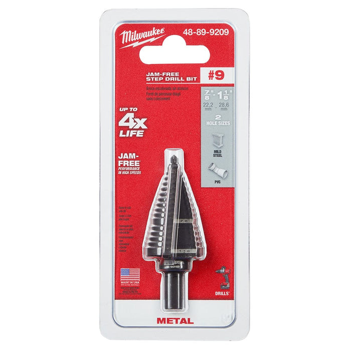 Milwaukee Tool Power Tools Accessories Milwaukee #9 Step Drill Bit, 7/8 in. & 1-1/8 in.