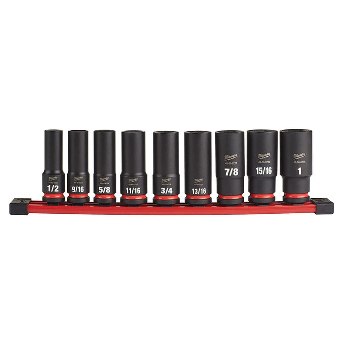 Milwaukee Tool Accessories Milwaukee 9PC SHOCKWAVE™ Impact Duty™ 1/2" Drive SAE Deep 6 Point Socket Set