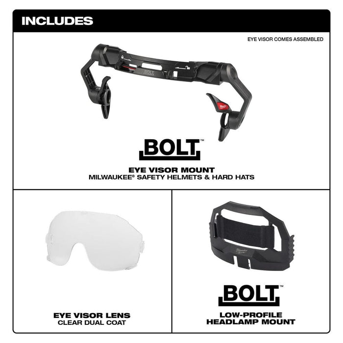 Milwaukee Tool Apparel and Safety Gear Milwaukee BOLT™ Eye Visor - Clear Dual Coat Lens (Compatible with Milwaukee® Safety Helmets & Hard Hats)