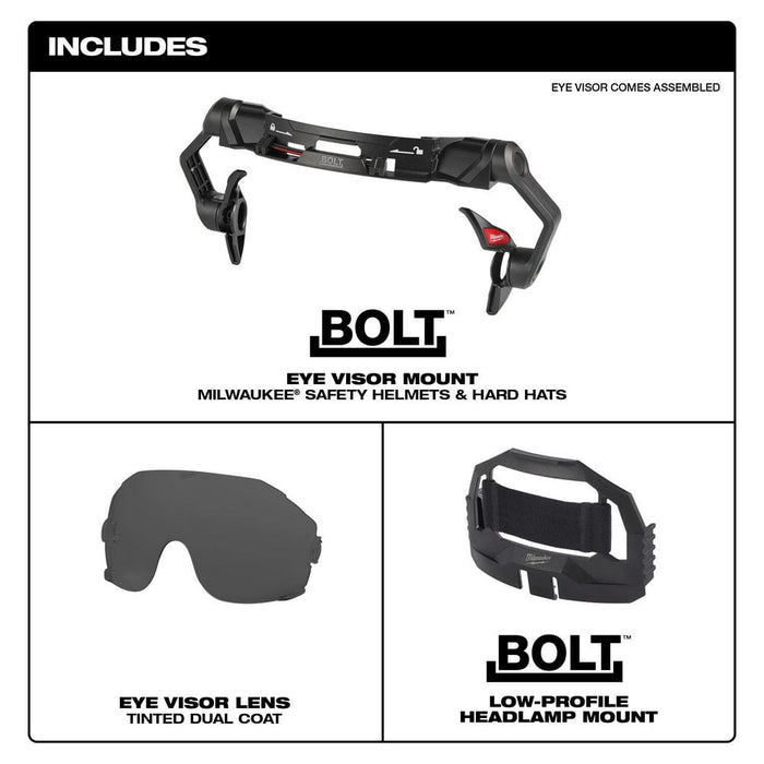 Milwaukee Tool Apparel and Safety Gear Milwaukee BOLT™ Eye Visor - Tinted Dual Coat Lens (Compatible with Milwaukee® Safety Helmets & Hard Hats)