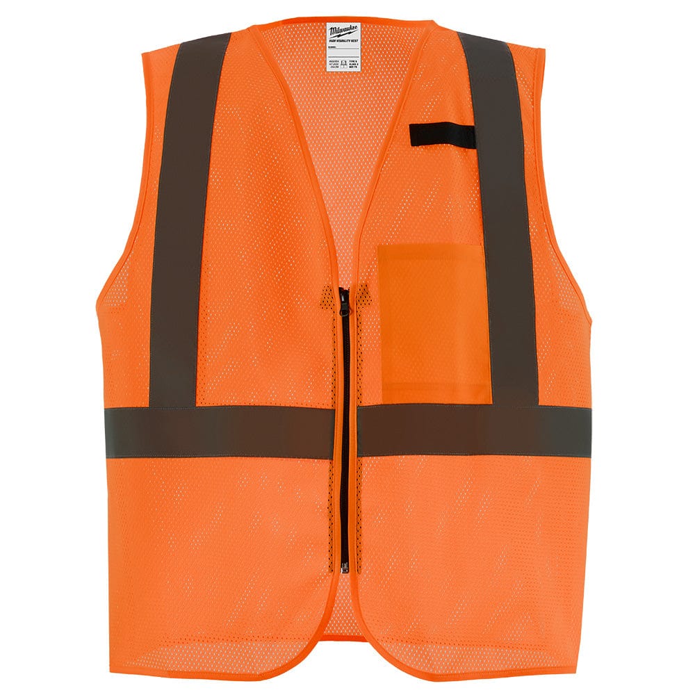 Milwaukee Tool Milwaukee Class 2 High Visibility Orange  Mesh One Pocket Safety Vest - L/XL (CSA)