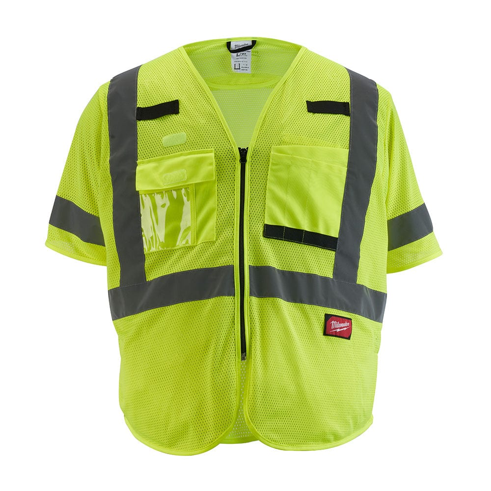 Milwaukee Tool Apparel and Safety Gear Milwaukee Class 3 High Visibility Yellow Mesh Safety Vest - L/XL