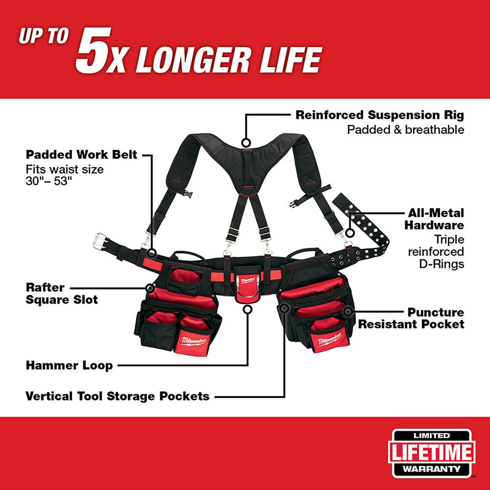 Milwaukee Contractor Work Belt with Suspension Rig