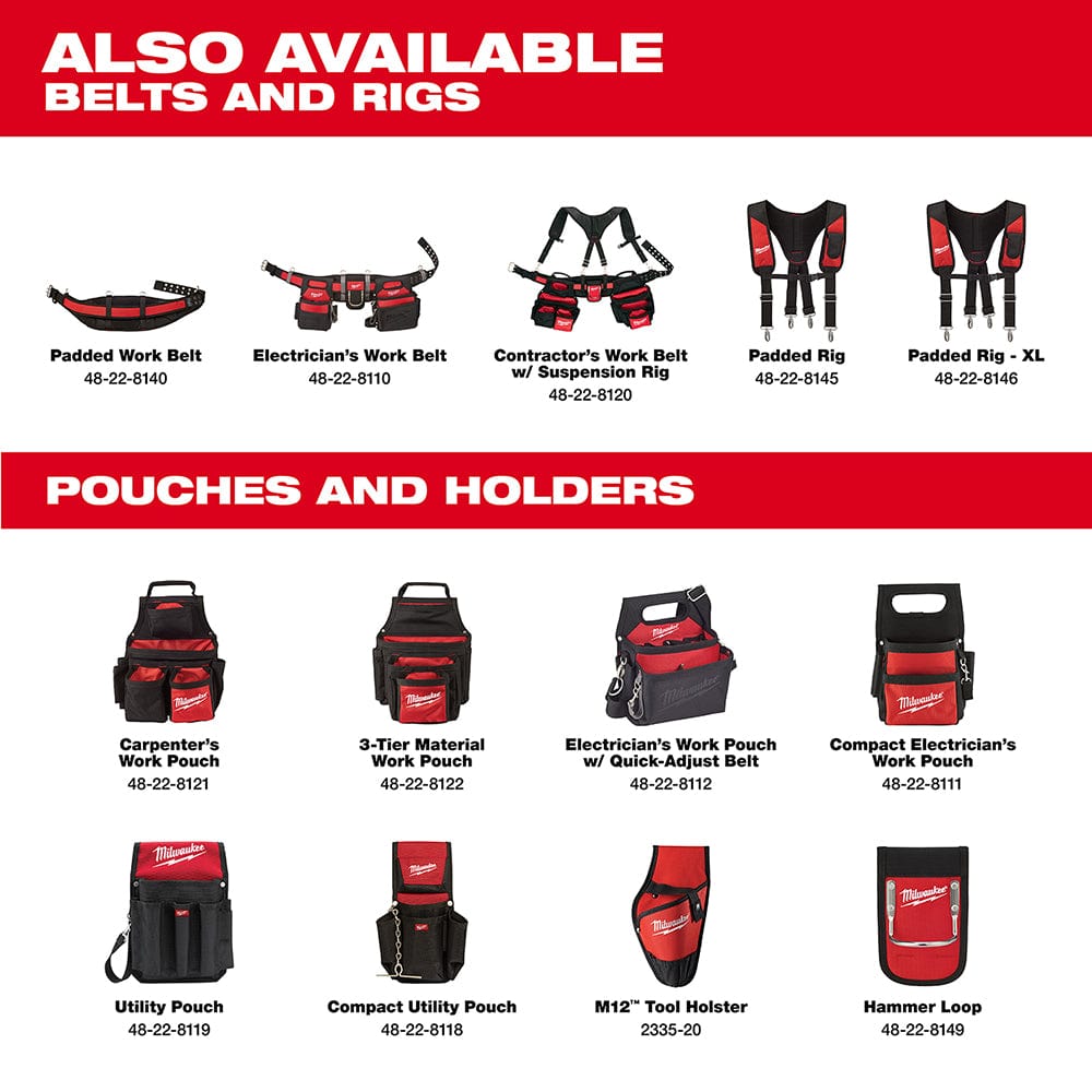 Milwaukee Contractor Work Belt with Suspension Rig