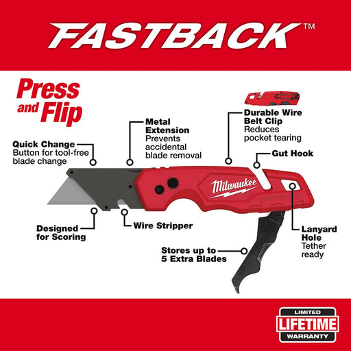 Milwaukee Tool Milwaukee FASTBACK™ Folding Utility Knife w/ Blade Storage