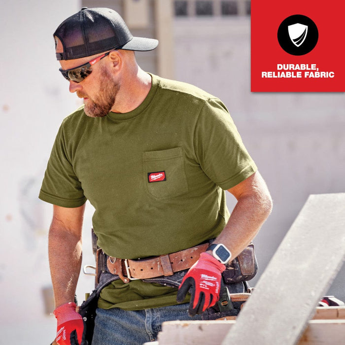 Milwaukee Tool Apparel and Safety Gear Milwaukee GRIDIRON™ Pocket T-Shirt - Short Sleeve Green L