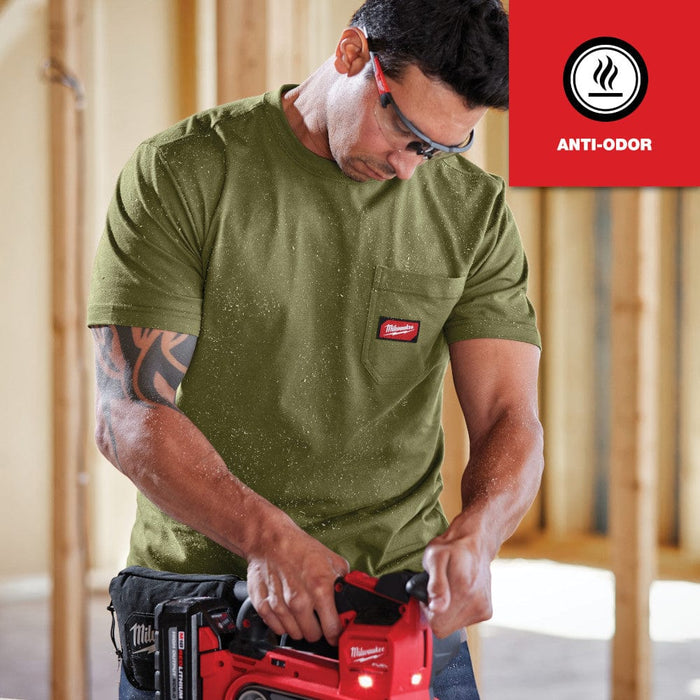 Milwaukee Tool Apparel and Safety Gear Milwaukee GRIDIRON™ Pocket T-Shirt - Short Sleeve Green L