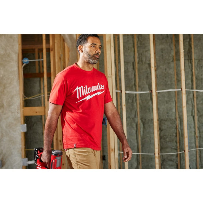 Milwaukee Tool Apparel and Safety Gear Milwaukee Heavy Duty T-Shirt - Short Sleeve Logo Red 2X