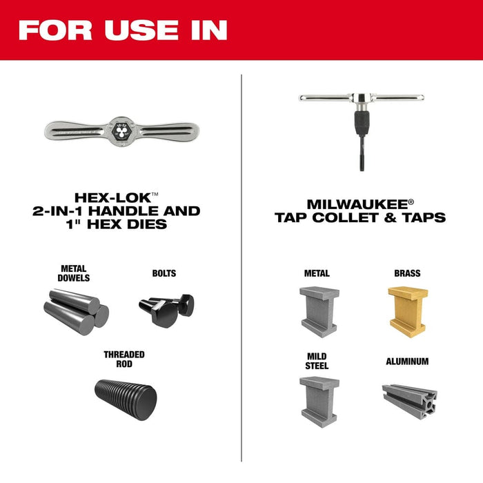 Milwaukee Tool Accessories Milwaukee Hex-LOK™ 2-in-1 Tap and Die Threading Handle & Tap Collet