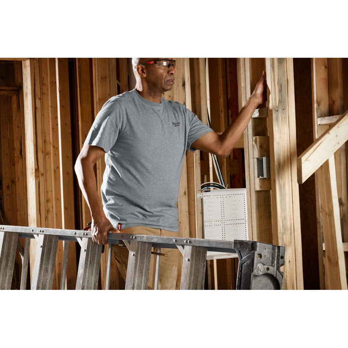 Milwaukee Tool Apparel and Safety Gear Milwaukee Hybrid Work Tee - Short Sleeve - Gray L