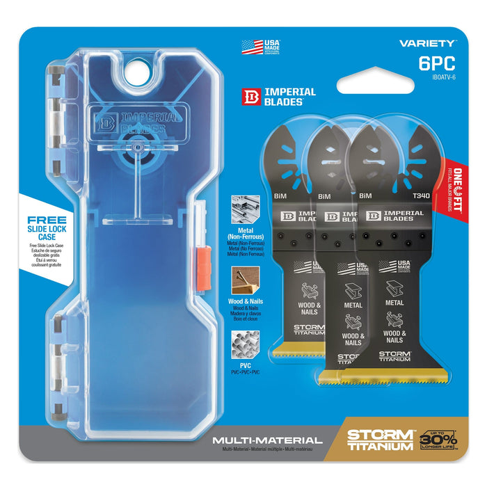 Milwaukee Tool Accessories Milwaukee Imperial Blades IBOATV-6 One Fit™ Storm Titanium Metal/Wood Variety Pack, 6PC + Free Case