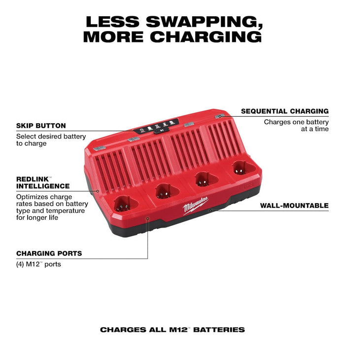 Milwaukee Tool Tools Milwaukee M12™ 4-Bay Sequential Charger