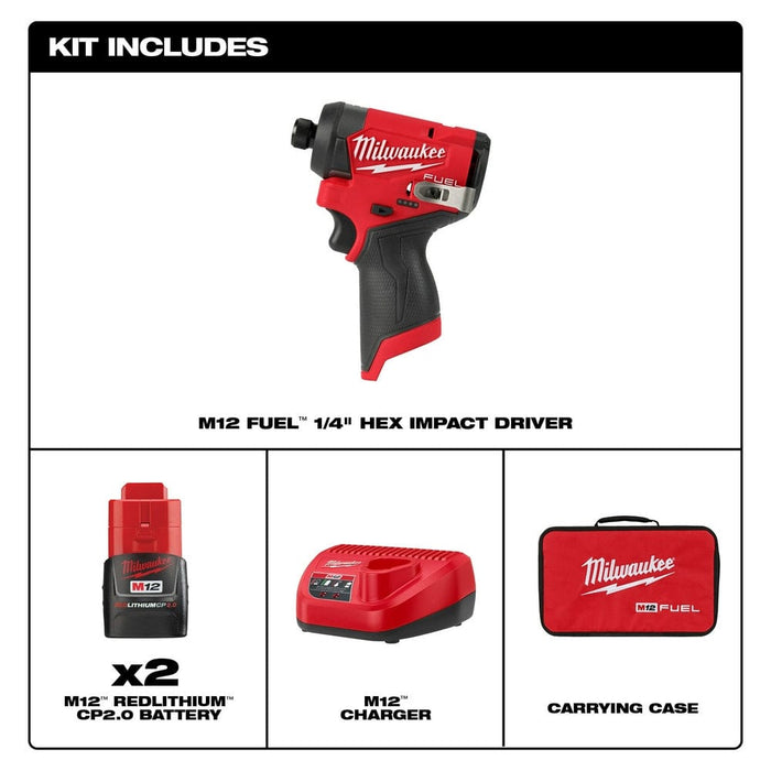 Milwaukee Tool Milwaukee M12 FUEL™ 1/4" Hex Impact Driver Kit