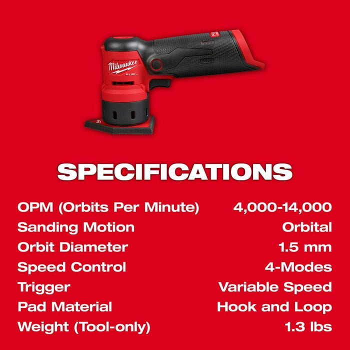 Milwaukee Tool Power Tools Accessories Milwaukee M12 FUEL™ Orbital Detail Sander