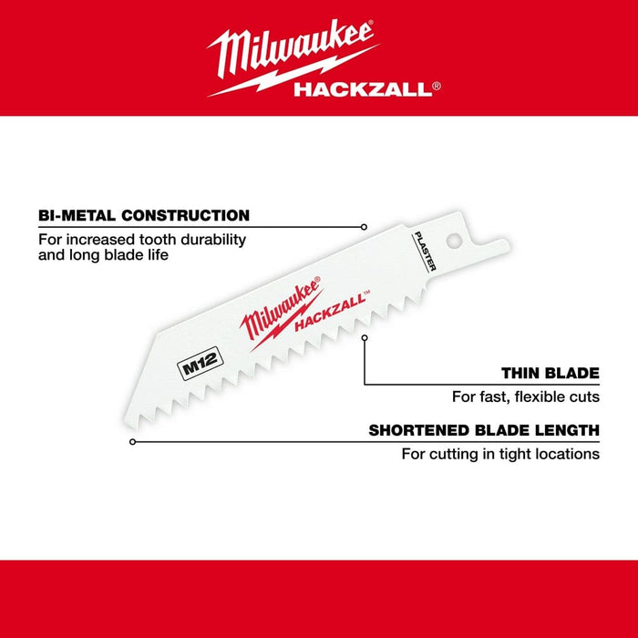 Milwaukee Tool Accessories Milwaukee M12 HACKZALL® Bi-Metal Blade-Plaster and Drywall 5Ct