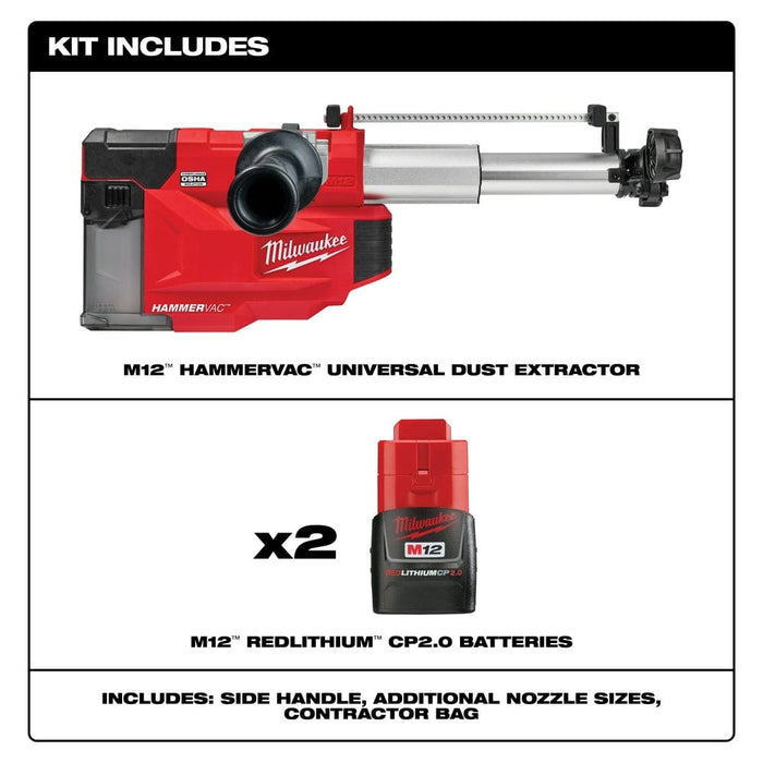 Milwaukee Tool Tools Milwaukee M12™ HAMMERVAC™ Universal Dust Extractor Kit