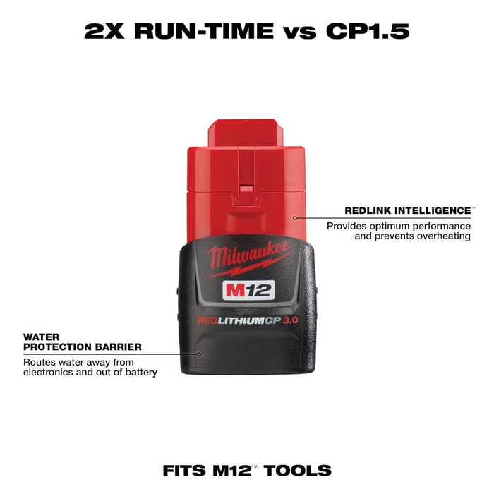 Milwaukee Tool Tools Milwaukee M12™ REDLITHIUM™ 3.0Ah Compact Battery Pack