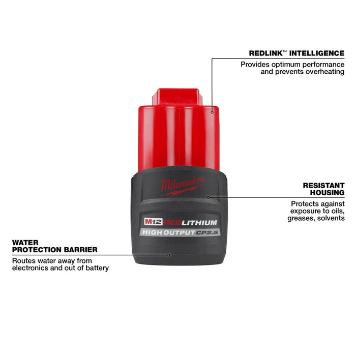 Milwaukee Tool Tools Milwaukee M12 REDLITHIUM™ HIGH OUTPUT™ CP2.5 Battery Pack