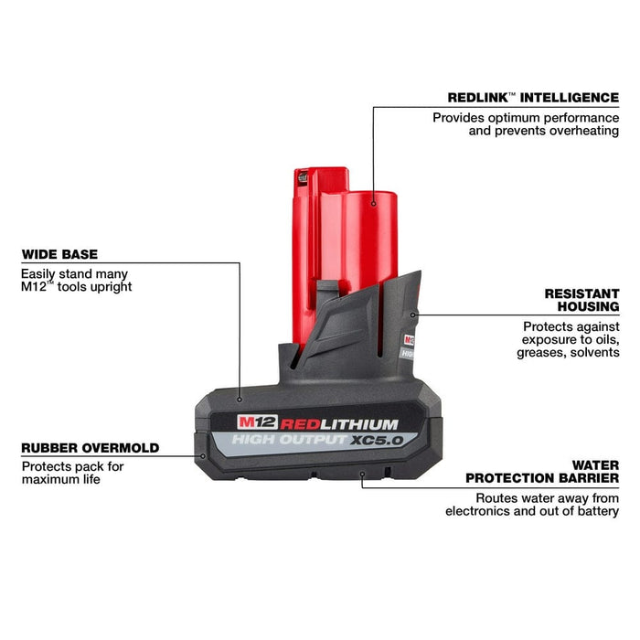 Milwaukee Tool Tools Milwaukee M12 REDLITHIUM™ HIGH OUTPUT™ XC5.0 Battery Pack