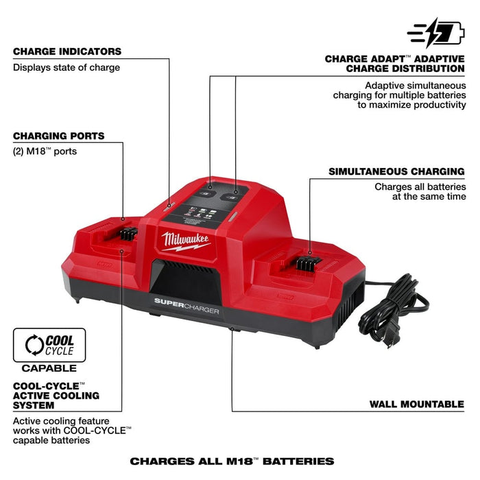 Milwaukee Tool Tools Milwaukee M18™ Dual Bay Simultaneous Super Charger