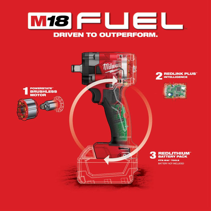 Milwaukee Tool Tools Milwaukee M18 FUEL™ 1/2 Compact Impact Wrench w/ Friction Ring