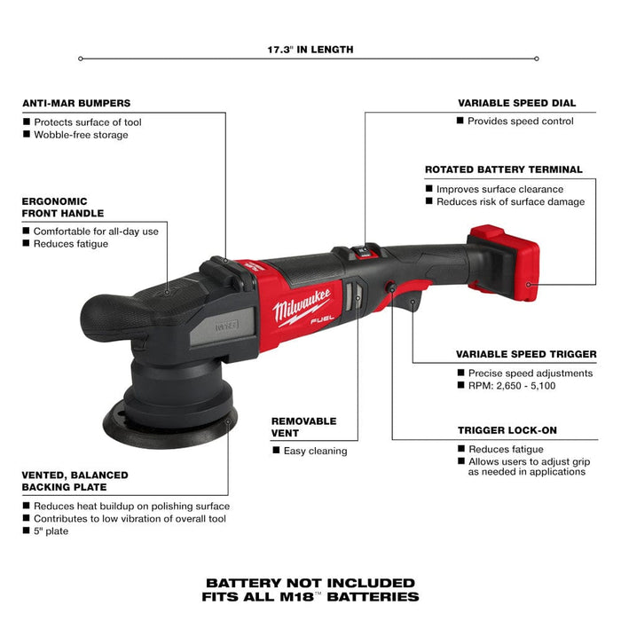 Milwaukee Tool Power Tools Accessories Milwaukee M18 FUEL™ 15mm Random Orbital Polisher