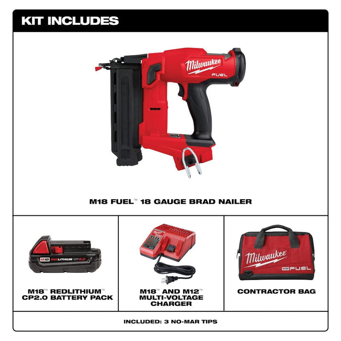 Milwaukee Tool Air Tools and Compressors Milwaukee M18 FUEL™ 18 Gauge Brad Nailer Kit