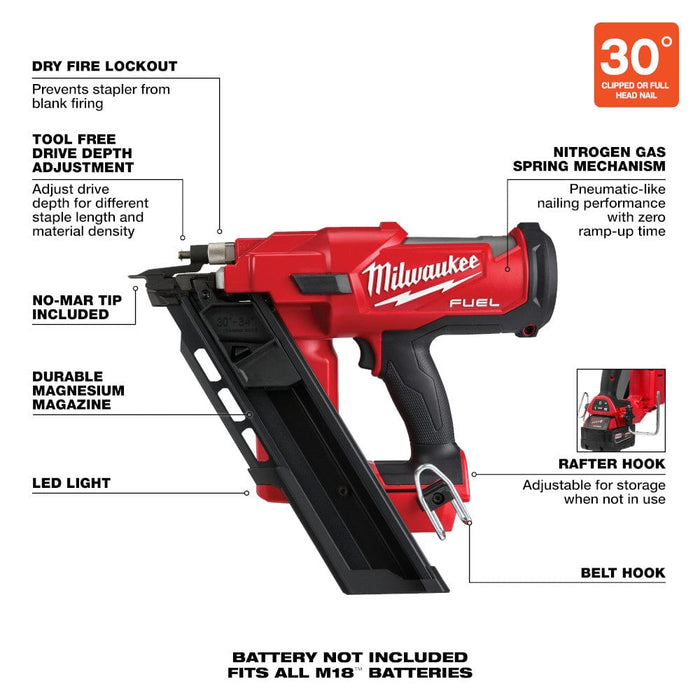 Milwaukee Tool Tools Milwaukee M18 FUEL™ 30 Degree Framing Nailer