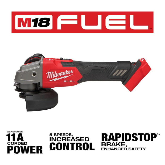 Milwaukee Tool Tools Milwaukee M18 FUEL™ 4-1/2" / 5" Variable Speed Braking Grinder, Slide Switch Lock-On