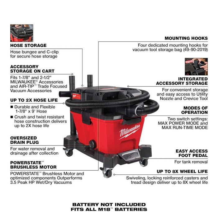 Milwaukee Tool Milwaukee M18 FUEL™ 6 Gallon Wet/Dry Vacuum