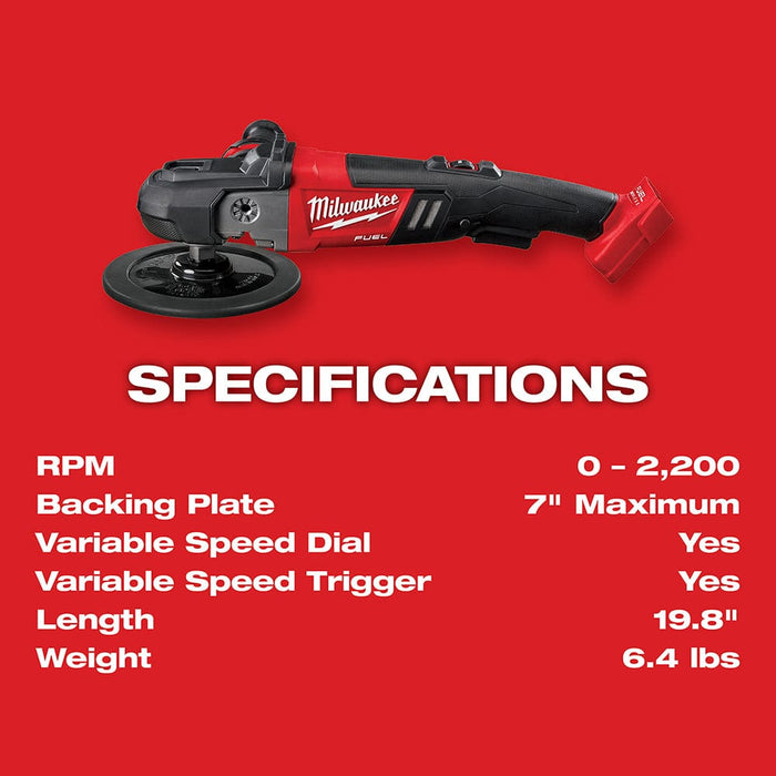 Milwaukee Tool Tools Milwaukee M18 FUEL™ 7” Variable Speed Polisher