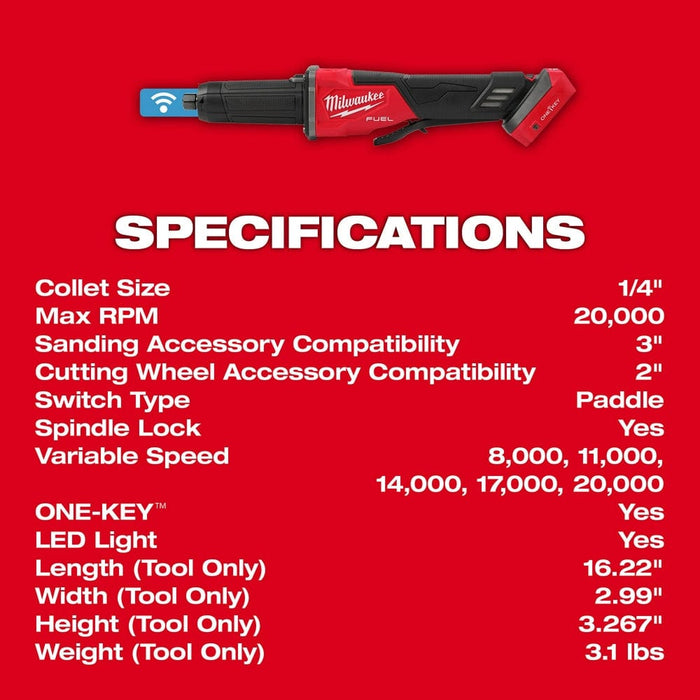 Milwaukee Tool Tools Milwaukee M18 FUEL™ Variable Speed, Braking Die Grinder, Paddle Switch w/ ONE-KEY™