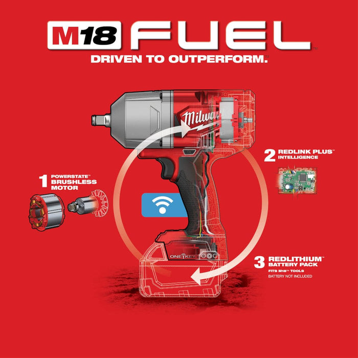 Milwaukee Tool Tools Milwaukee M18 FUEL™ w/ONE-KEY™ High Torque Impact Wrench 1/2 in. Friction Ring