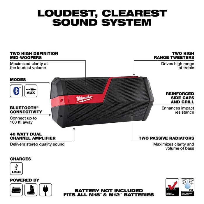 Milwaukee Tool Tools Milwaukee M18™/M12™ Wireless Jobsite Speaker