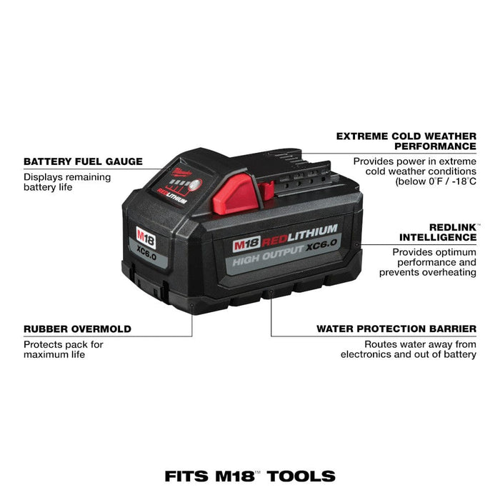 Milwaukee Tool Power Tools Accessories Milwaukee M18™ REDLITHIUM™ HIGH OUTPUT™ XC 6.0Ah Battery Pack (2 Piece)