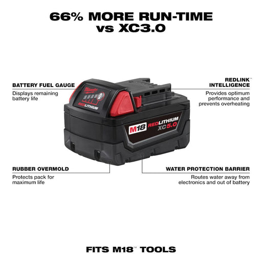 Milwaukee Tool Tools Milwaukee M18™ REDLITHIUM™ XC 5.0Ah Extended Capacity Battery Pack